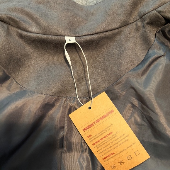 Mens Trucker Jacket in Super Soft Suede Grey Size Large NWT - Picture 4 of 4